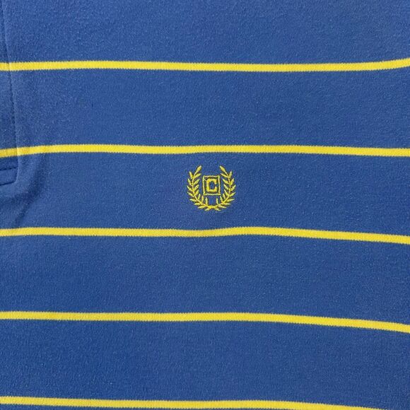 Chaps Mens L Polo Shirt Blue Orange White Stripe 2 Button Golf Shirt w/ LOGO - Picture 5 of 10